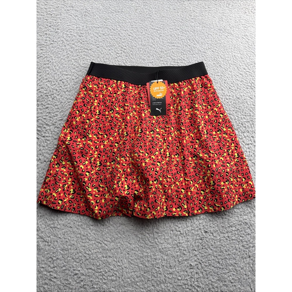 Puma PWR Shape Golf Skort Womens Small Red Leopard Pleated Athletic 623883-02